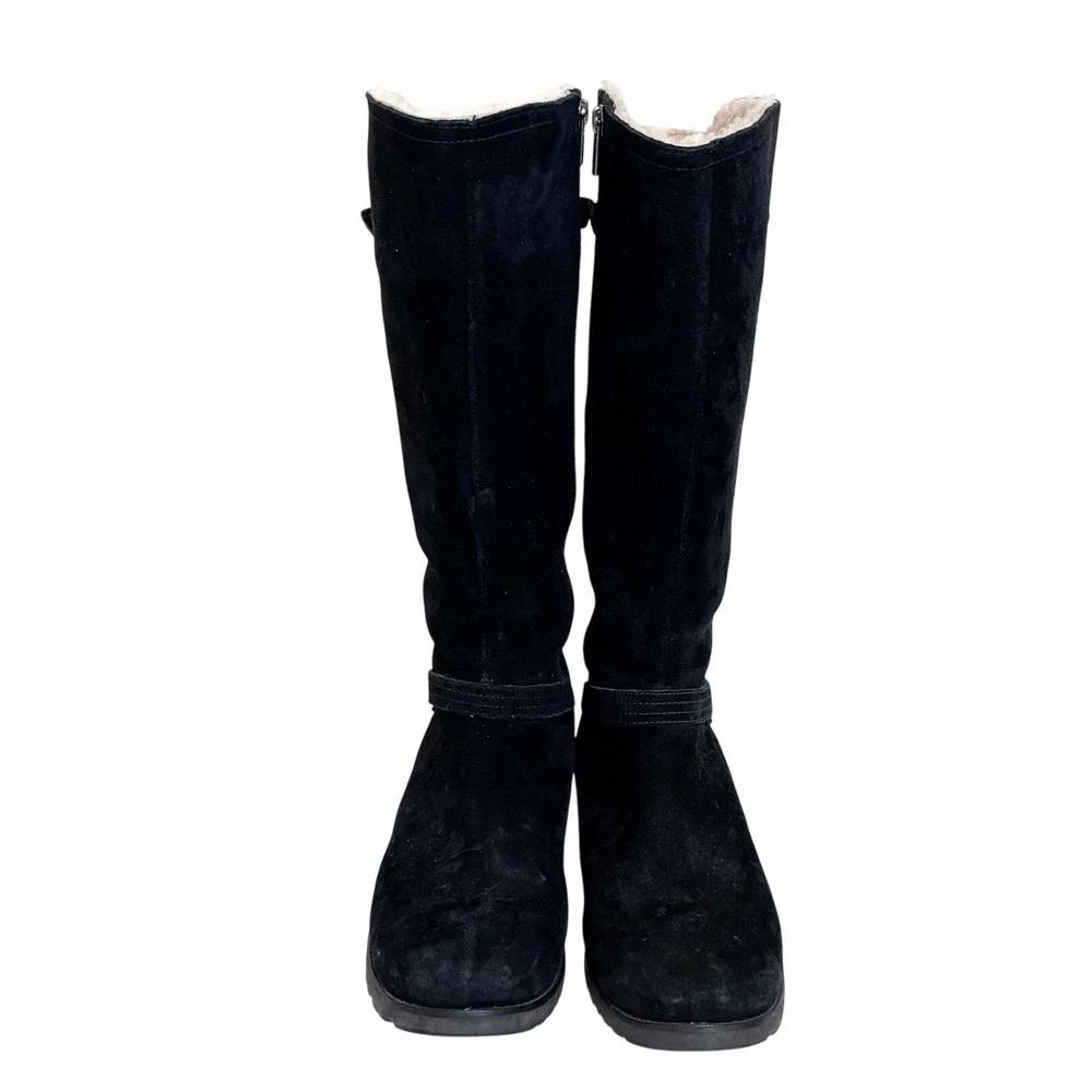 UGG Womens Jillian Shearling Lined Suede Boots 11 Black Riding Tall Zip Winter